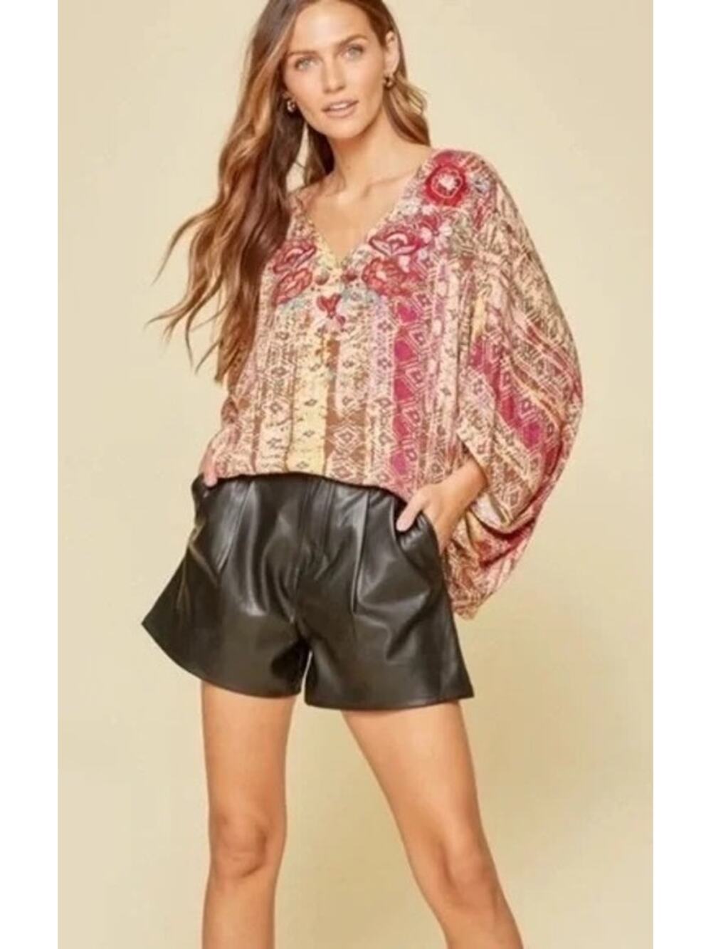Savanna Jane Dolman Sleeve Embroidered Blouse Size Small Boho Butterfly Sleeve